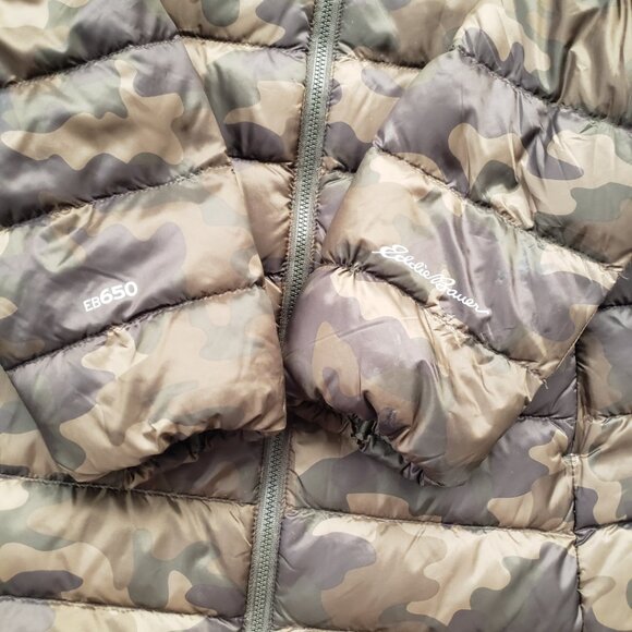 Eddie Bauer EB650 Hooded Goose Down Camo Puffer Small Camouflage Cirruslite - Picture 6 of 10